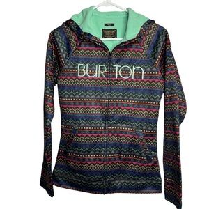 Burton Multi Color Fleece Lined Hooded Front Zip Cora Jacket size Small